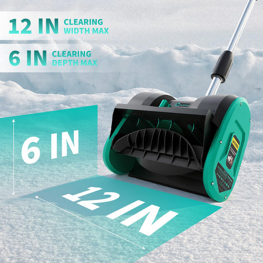 2 Pack 12" Cordless Battery Powered Snow Blower - 20V Lightweight with Ergonomic Handle, Detachable Design for Steps and Decks