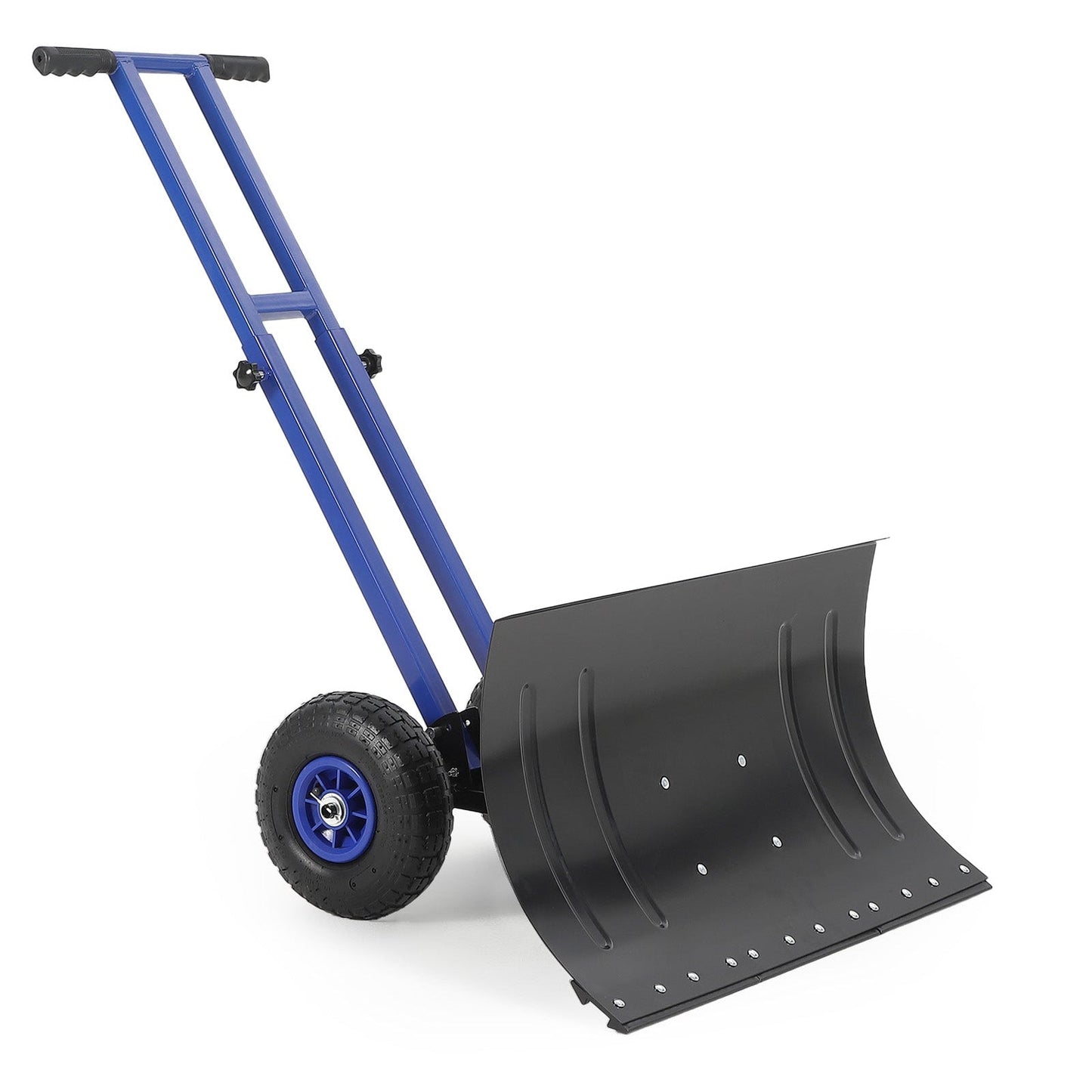 29"W X 16"H Snow Shovel with Wheels Heavy Duty Carbon Steel 29" Metal Blade Adjustable Handle & Angle Anti-Slip Pneumatic Wheels for Driveways Sidewalks