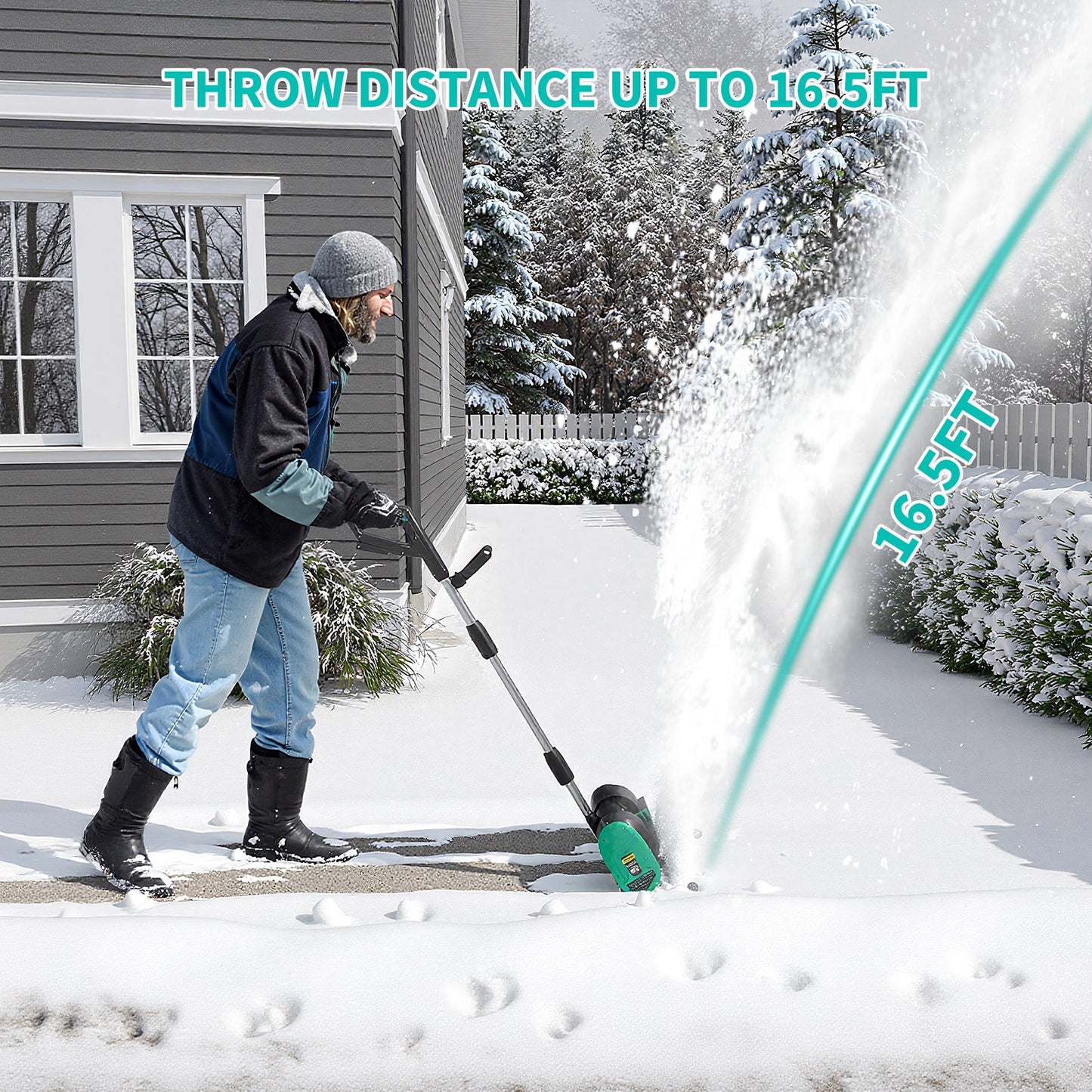 12" Cordless Battery Powered Snow Blower - 20V Lightweight with Ergonomic Handle, Detachable Design for Steps and Decks