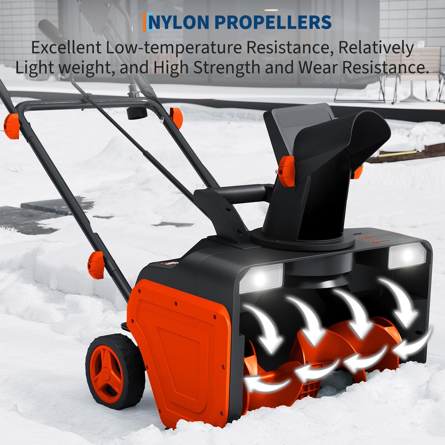 20-Inch Electric Snow Blower Brushless Motor 1800W 180° Adjustable Chute Waterproof All-Terrain Wheels 2 LED Lights Driveways Walkways