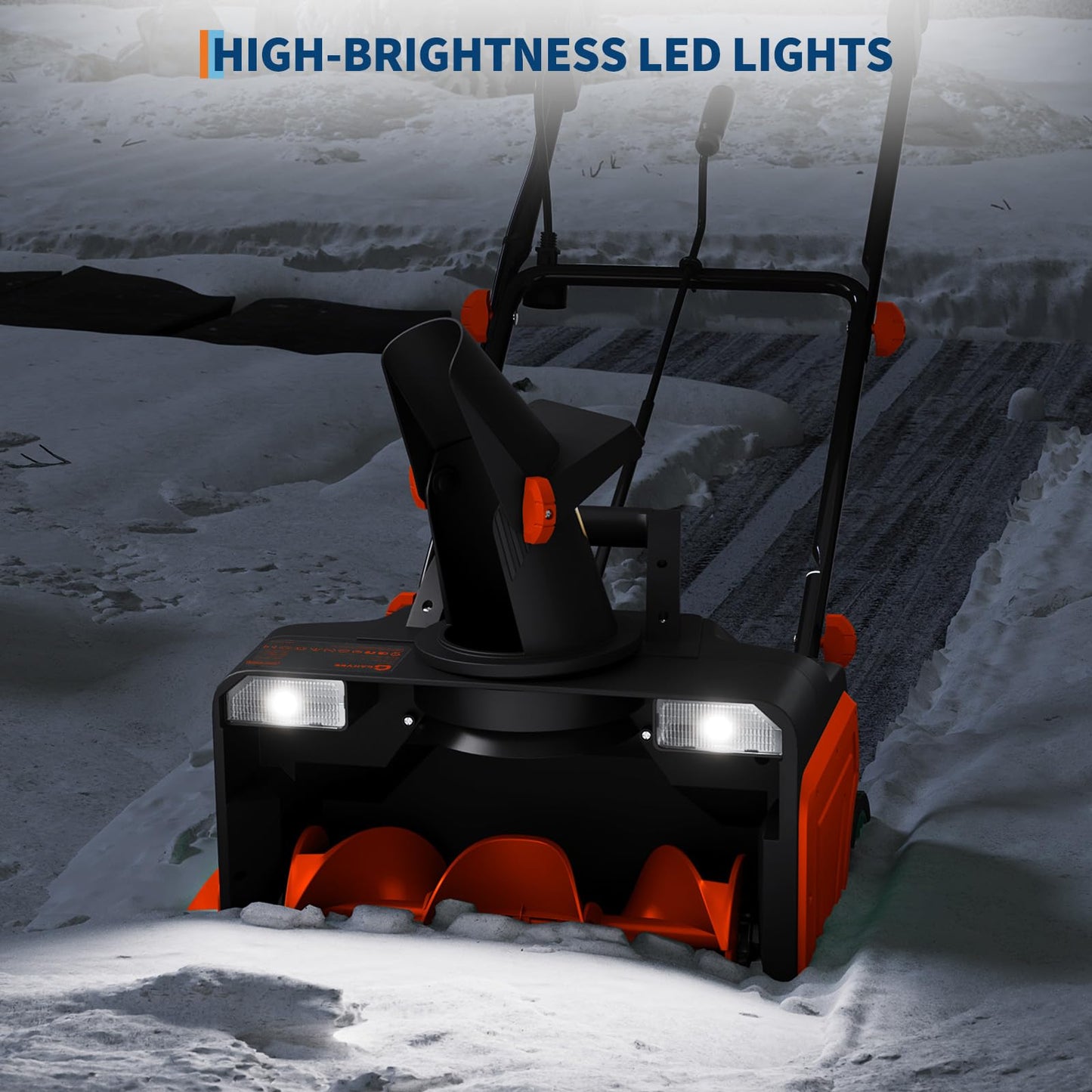 20-Inch Electric Snow Blower Brushless Motor 1800W 180° Adjustable Chute Waterproof All-Terrain Wheels 2 LED Lights Driveways Walkways