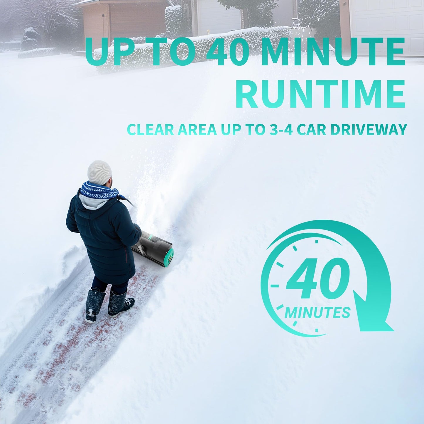 2 Pack 12" Cordless Battery Powered Snow Blower - 20V Lightweight with Ergonomic Handle, Detachable Design for Steps and Decks