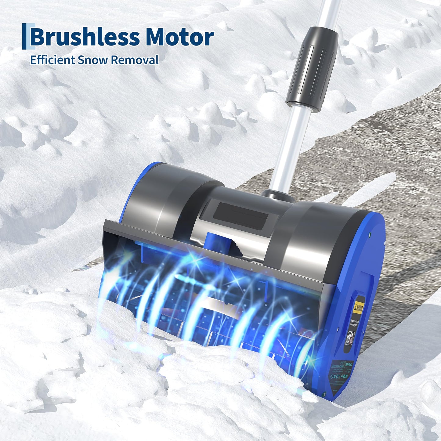 12" Cordless Battery Powered Snow Blower - 20V Lightweight with Ergonomic Handle, Detachable Design for Steps and Decks, Blue