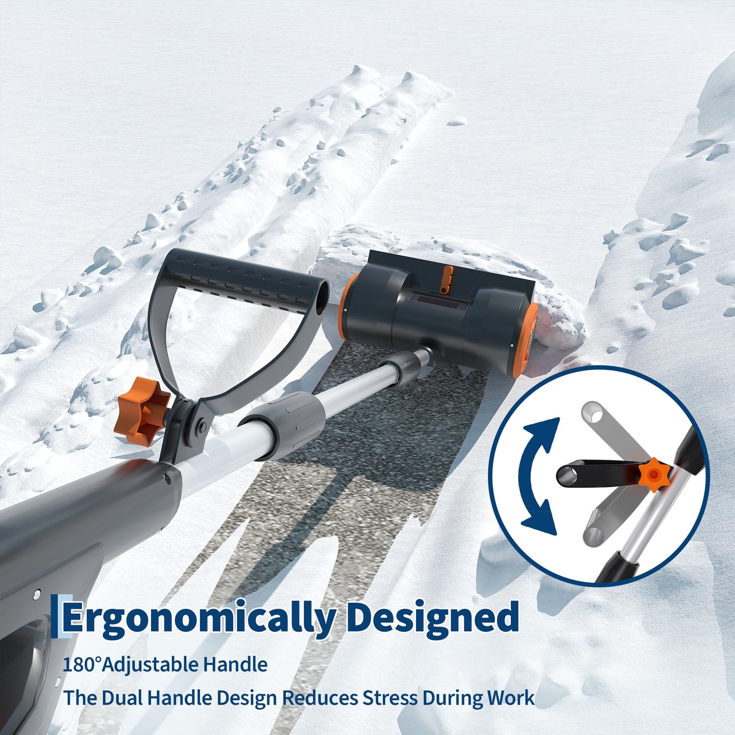 12" Cordless Snow Blower with 20v 4.0Ah Battery and Charger 17ft Throw Distance for Sidewalk & Driveway, Orange