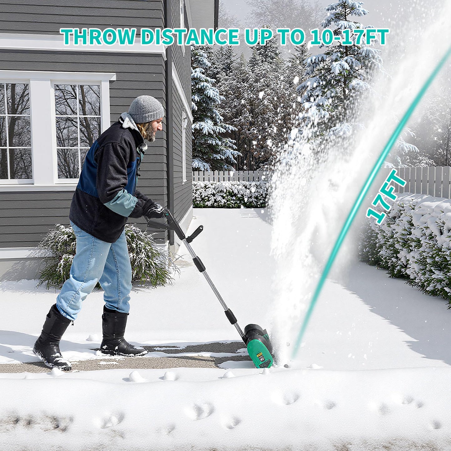 2 Pack 12" Cordless Battery Powered Snow Blower - 20V Lightweight with Ergonomic Handle, Detachable Design for Steps and Decks