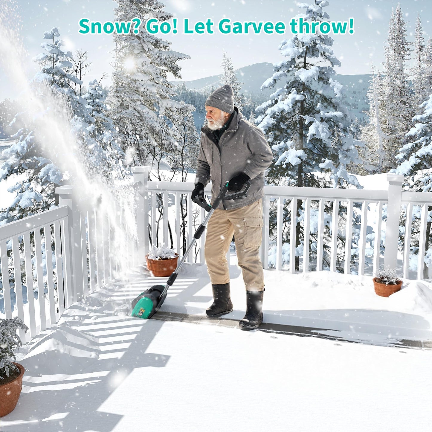 12" Cordless Battery Powered Snow Blower - 20V Lightweight with Ergonomic Handle, Detachable Design for Steps and Decks