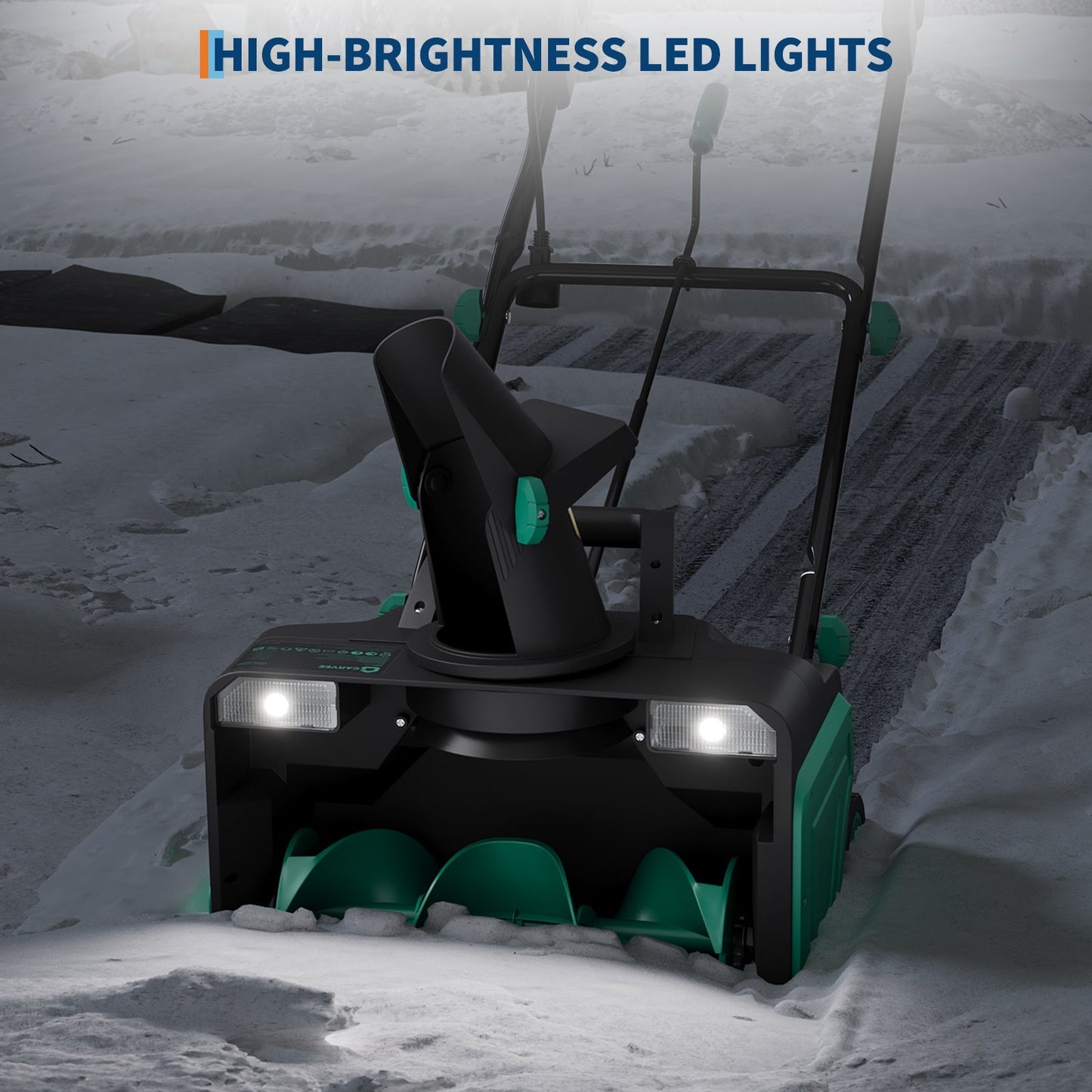 20-Inch Electric Snow Blower Brushless Motor 1800W 180° Adjustable Chute Waterproof All-Terrain Wheels 2 LED Lights Driveways Walkways