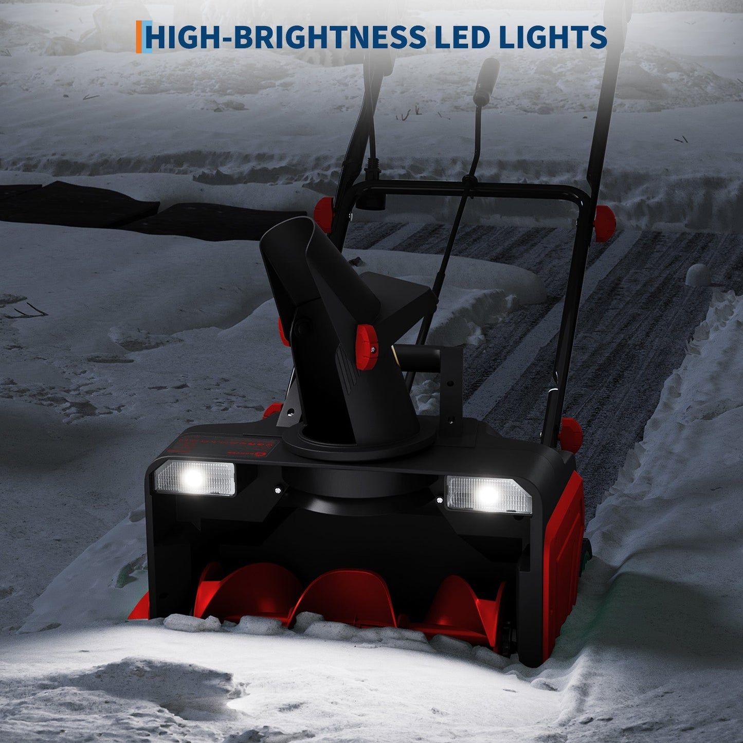 20-Inch Electric Snow Blower Brushless Motor 1800W 180° Adjustable Chute Waterproof All-Terrain Wheels 2 LED Lights Driveways Walkways