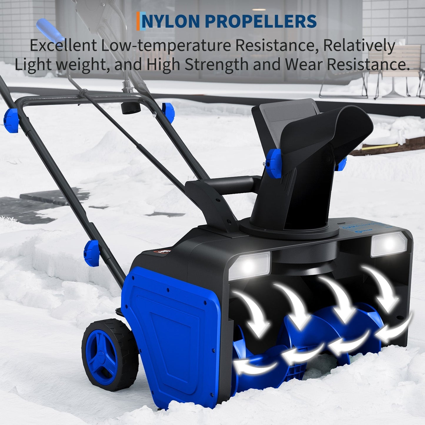 20" Electric Snow Blower Brushless Motor 1800W 180° Adjustable Chute Waterproof All-Terrain Wheels 2 LED Lights Driveways Walkways