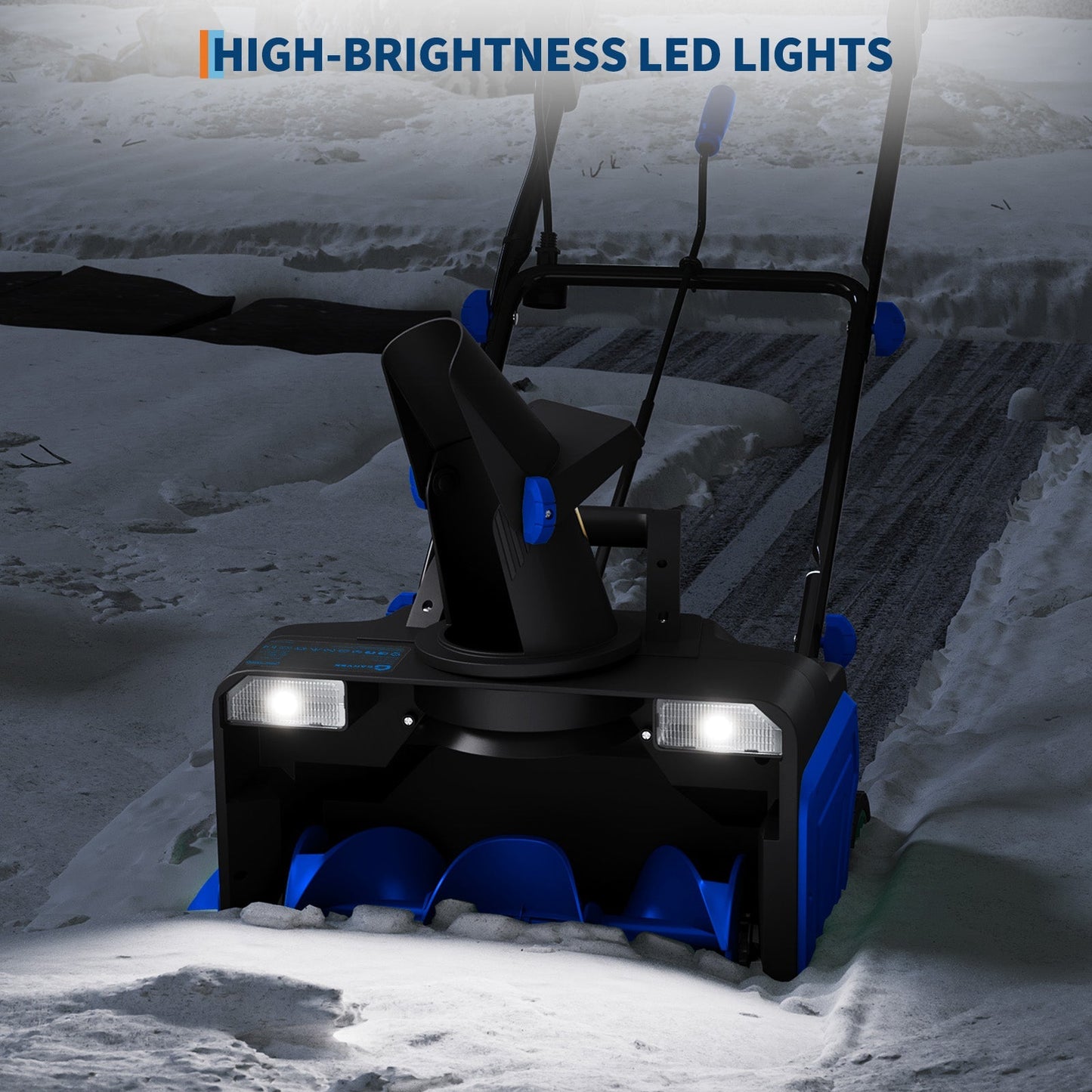 20" Electric Snow Blower Brushless Motor 1800W 180° Adjustable Chute Waterproof All-Terrain Wheels 2 LED Lights Driveways Walkways