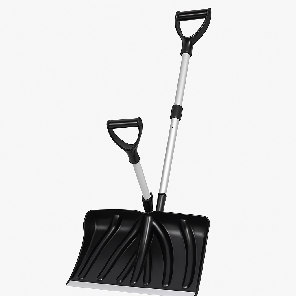 17.7"W X 12.6"H Ergonomic Dual D-Ring Snow Shovel – 18" Wide Blade with Aluminum Edge – Lightweight Snow Removal Tool for Driveway, Walkway, Car, Yard – Black Shovel with Silver Rod