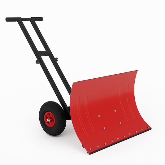 29"W X 19.8"H Snow Shovel with 7-Position Angled Blade & Adjustable Handle, Heavy Duty Metal Snow Pusher Shovel with Wheels for Driveway, Doorway, Sidewalk, Pavement