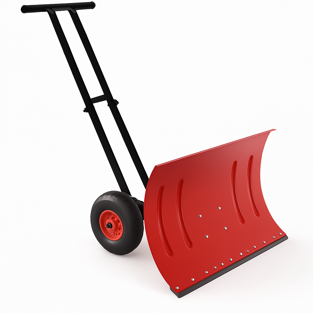 29"W X 16.5"H Snow Pusher Shovel with Wheels,Heavy Duty Steel Snow Shovel with Wheels,Angled Blade Efficient Snow Removal With5-Position Angled Blade & Adjustable Handle for Doorway, Sidewalk